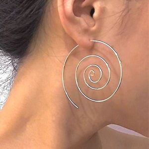 Trendy Minimalist Boho Indie Swirl Hoop Earrings